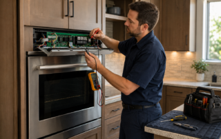 Oven Not Heating: 5 Critical Checks Before Calling Help – Smooth Repair Services Oven not heating and appliance repair technician testing a control board during oven repair.